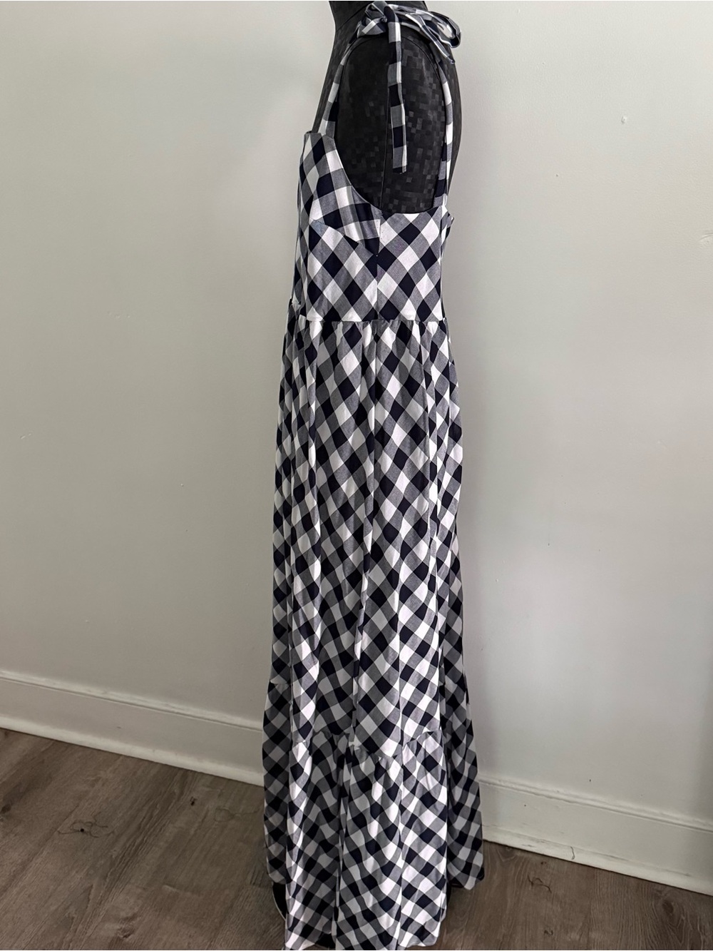 Steele For Anthropologie Brigette Gingham Blue & White Maxi Dress - Picture 3 of 8